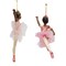 6.5" African American Ballerina Ornaments – Set of 2 Assorted Elegant Christmas Decorations